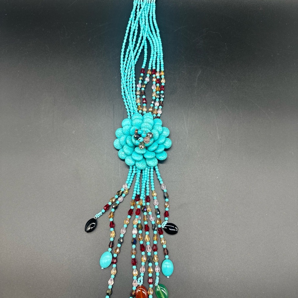 Joan Rivers Turquoise Beaded Necklace with Floral Accent